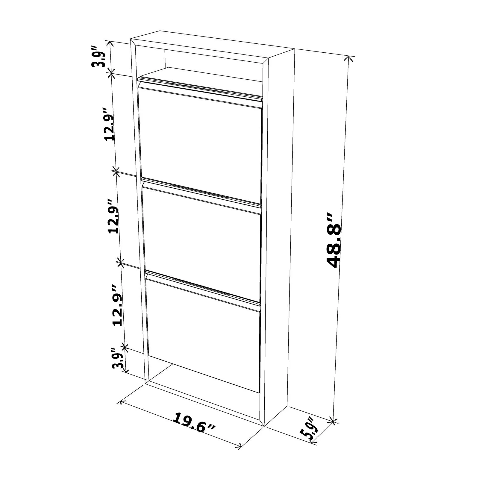 3 Tier Wood Shoe Rack Organizer with 20 x 6 x 49 Dimensions for Neat Storage