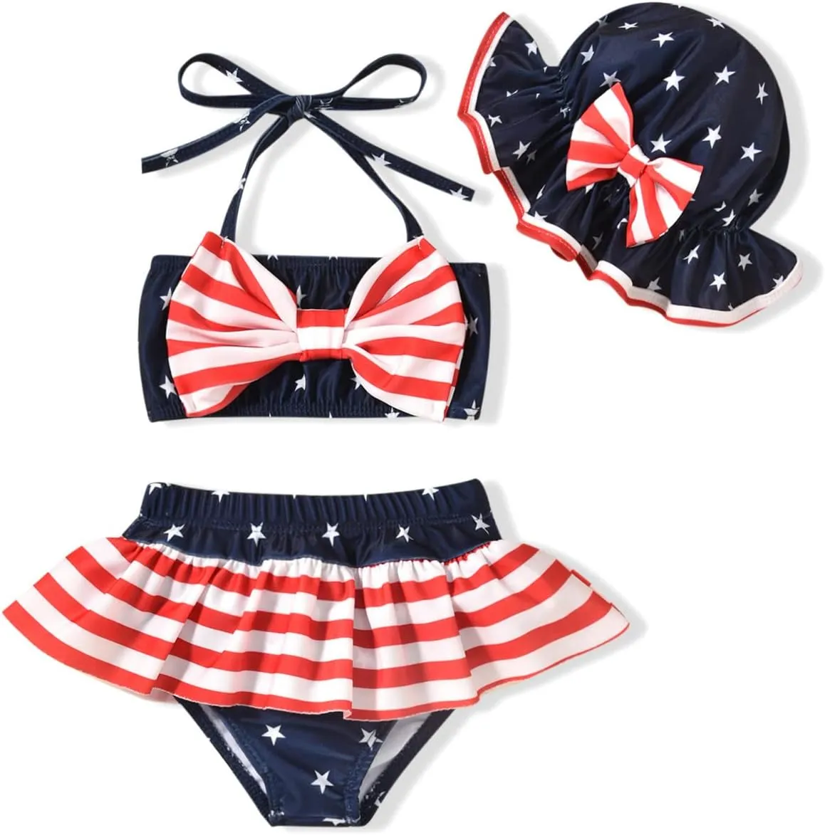Aalizzwell Baby Girl 2-Piece Bikini Swimsuit with Hat