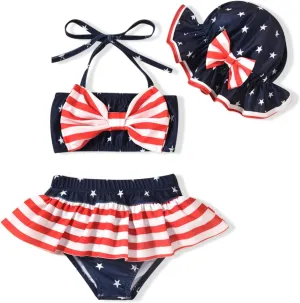 Aalizzwell Baby Girl 2-Piece Bikini Swimsuit with Hat