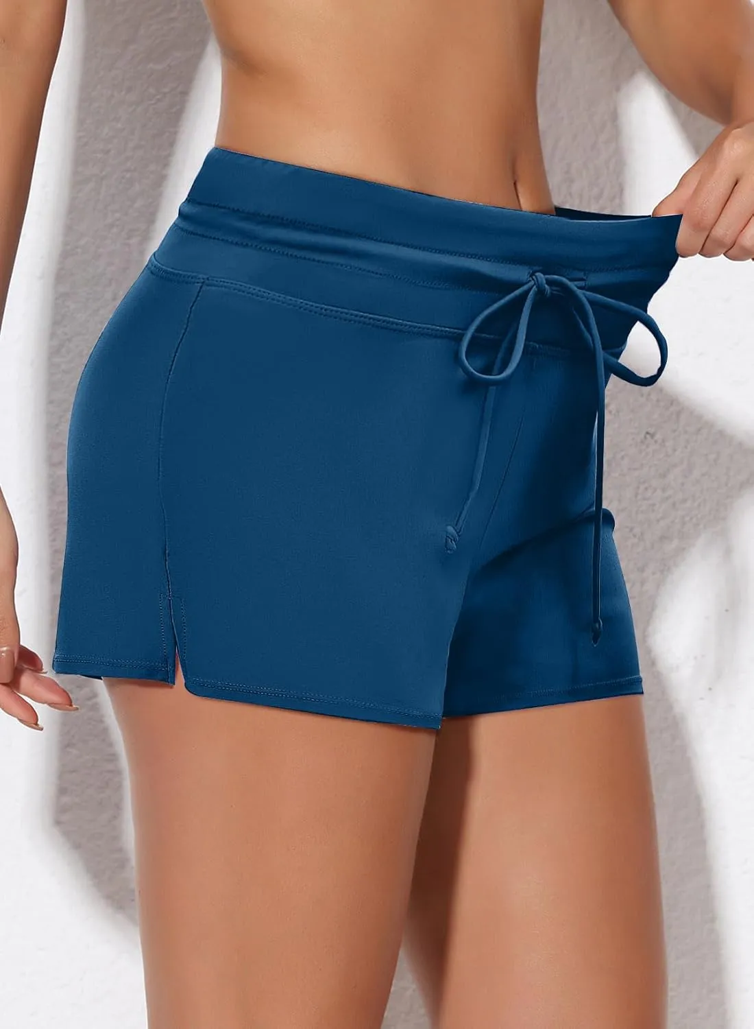 Aleumdr Womens 3" Waistband Swimsuit Bottom Boy Shorts Swimming Panty(Available in Plus)