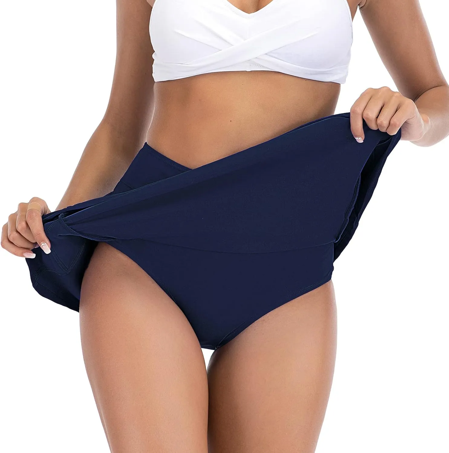 American Trends Womens High Waisted Swimsuit Cover Up Skirt Bikini Bottoms with Side Pocket