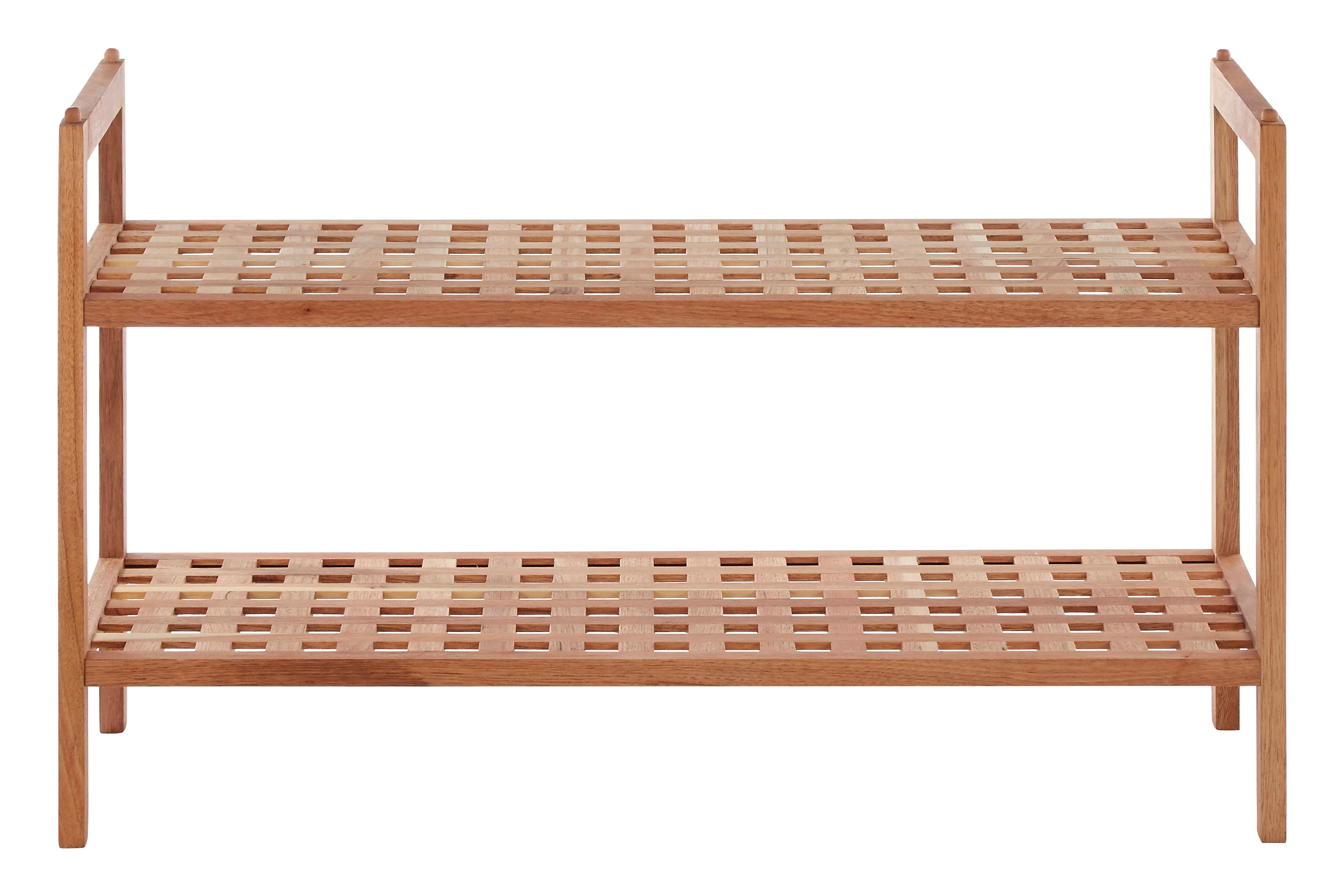 ARLA 2 Tier Grid Design Wooden Shoe Rack