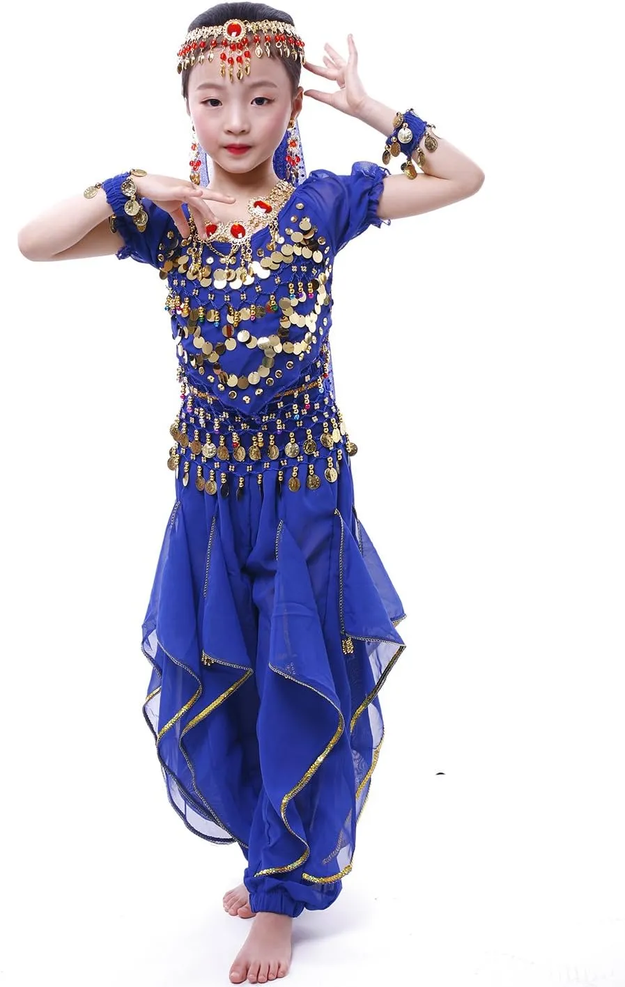 Astage Girl`S Belly Dance Costumes,Long Sleeve Highlights Top,Pants