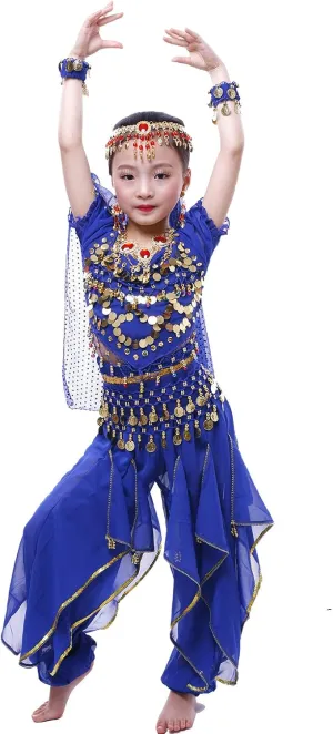 Astage Girl`S Belly Dance Costumes,Long Sleeve Highlights Top,Pants