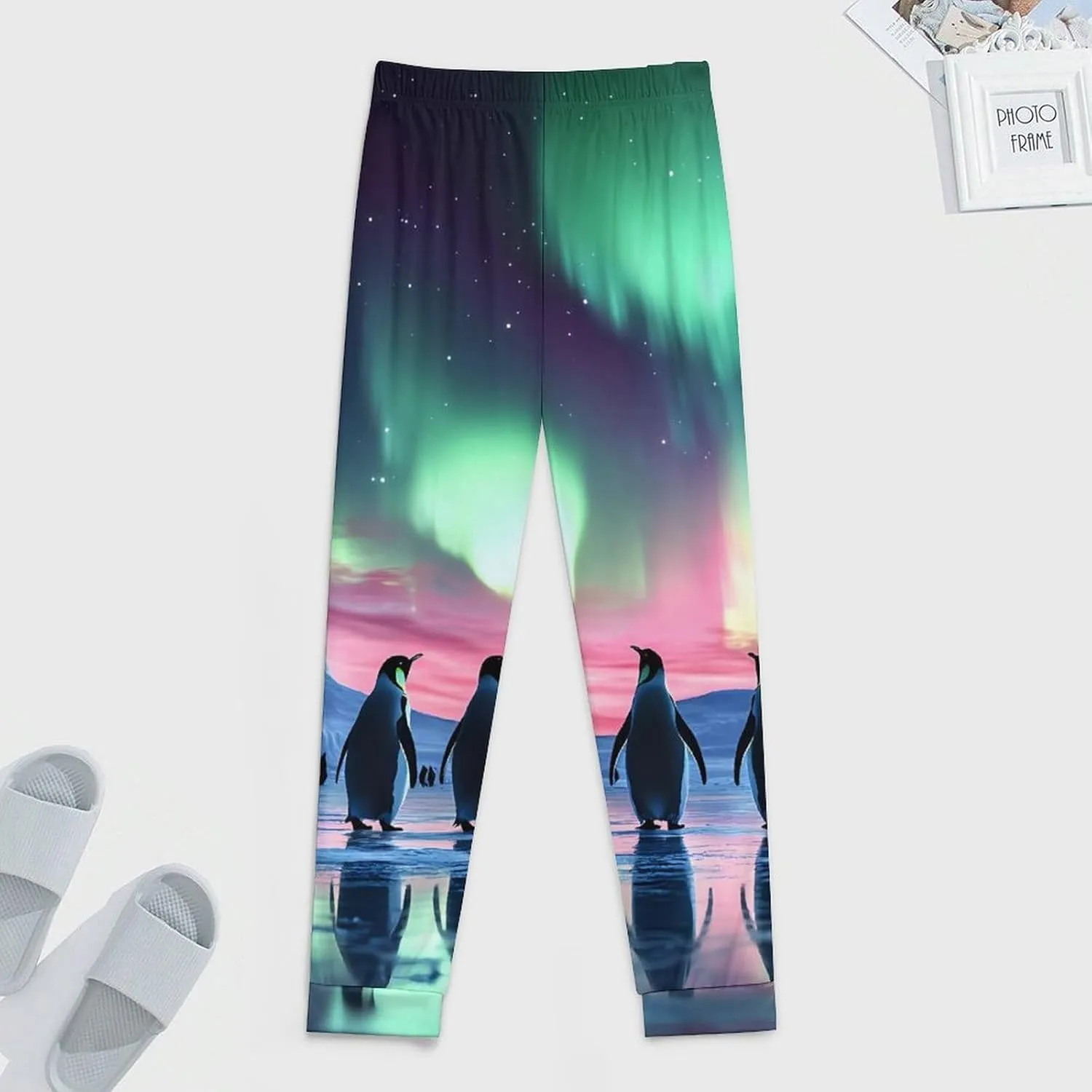 Aurora Borealis Cute Penguin Men's Pajama Pants Soft Lounge Bottoms Casual Sleepwear Loungewear