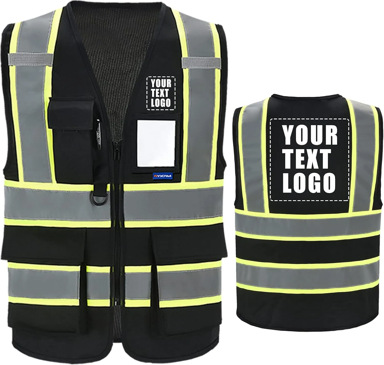 AYKRM Custom Logo Personalised Printed High Visibility Reflective 2 two tone work construction Safety Vest