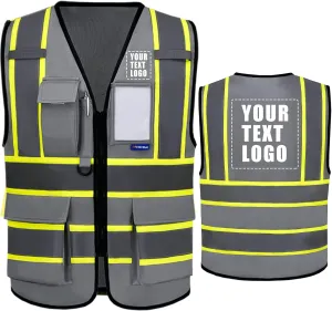 AYKRM Custom Logo Personalised Printed High Visibility Reflective 2 two tone work construction Safety Vest