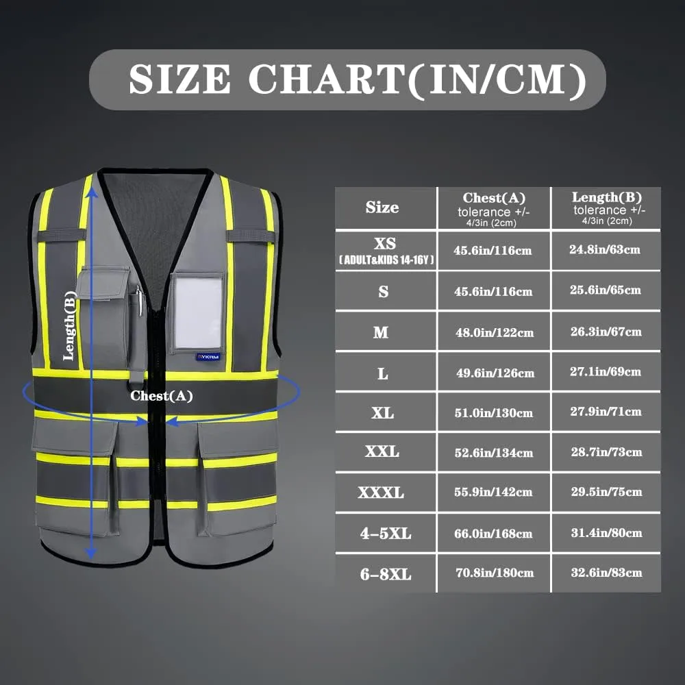 AYKRM Custom Logo Personalised Printed High Visibility Reflective 2 two tone work construction Safety Vest