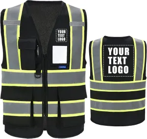 AYKRM Custom Logo Personalised Printed High Visibility Reflective 2 two tone work construction Safety Vest