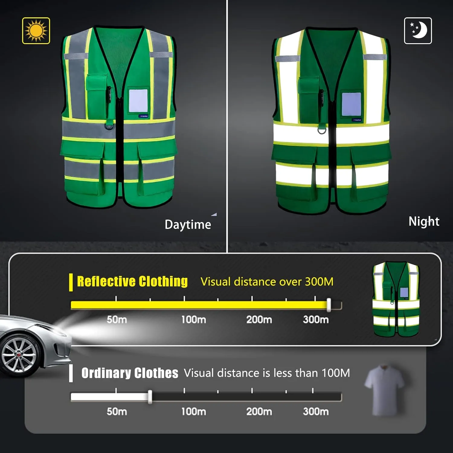 AYKRM Custom Logo Personalised Printed High Visibility Reflective 2 two tone work construction Safety Vest
