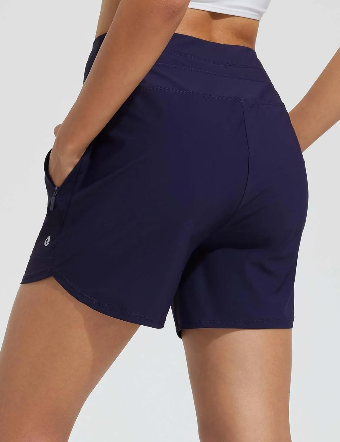 baleaf Women's 5" Swim Board Shorts High Waisted Quick Dry UPF 50  Swimsuit Swimming Bottoms with Boxer Liner Zipper Pockets