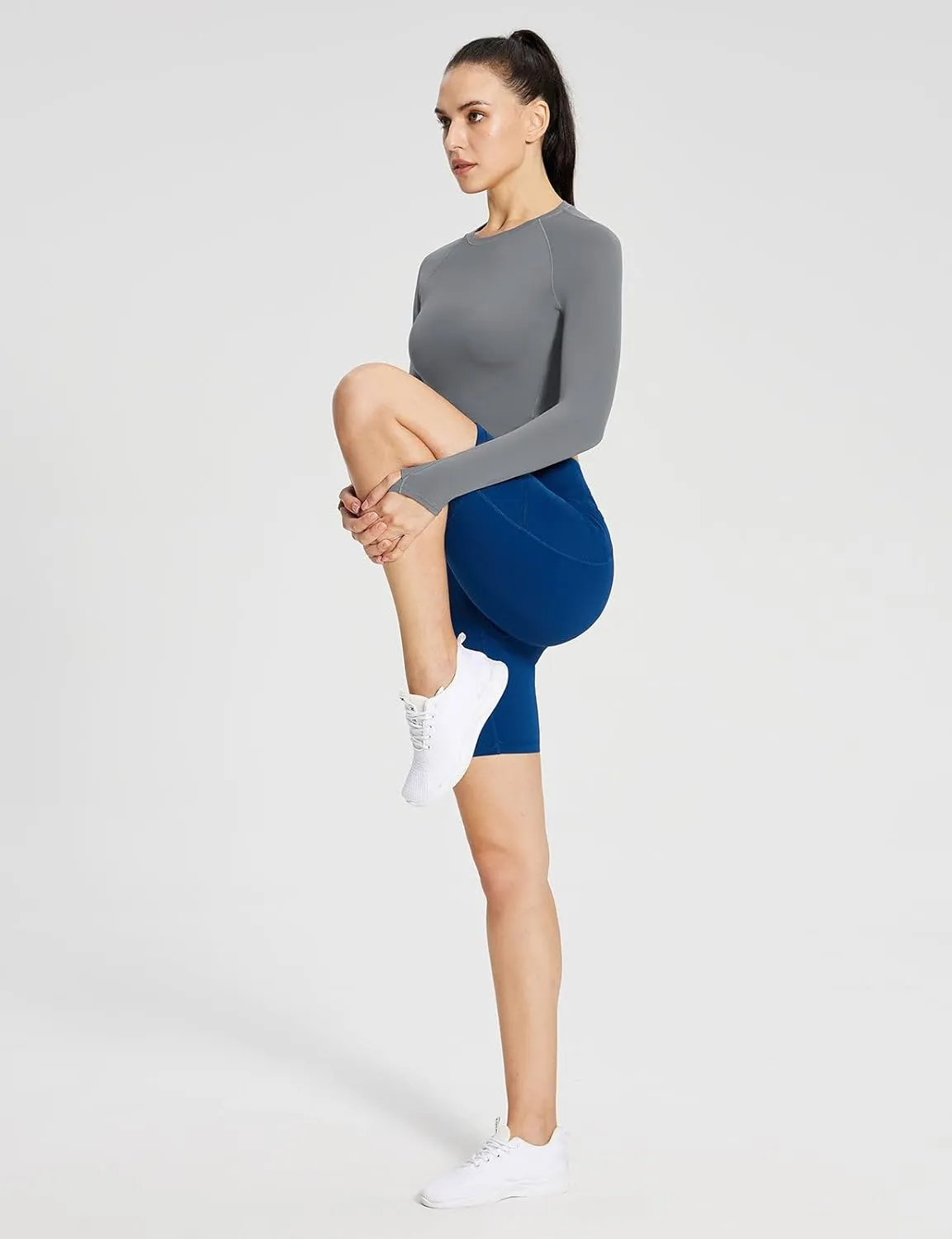 baleaf Womens Long Sleeve Workout Tops Athletic Crop Top Running Slim Fit Gym Yoga Shirts