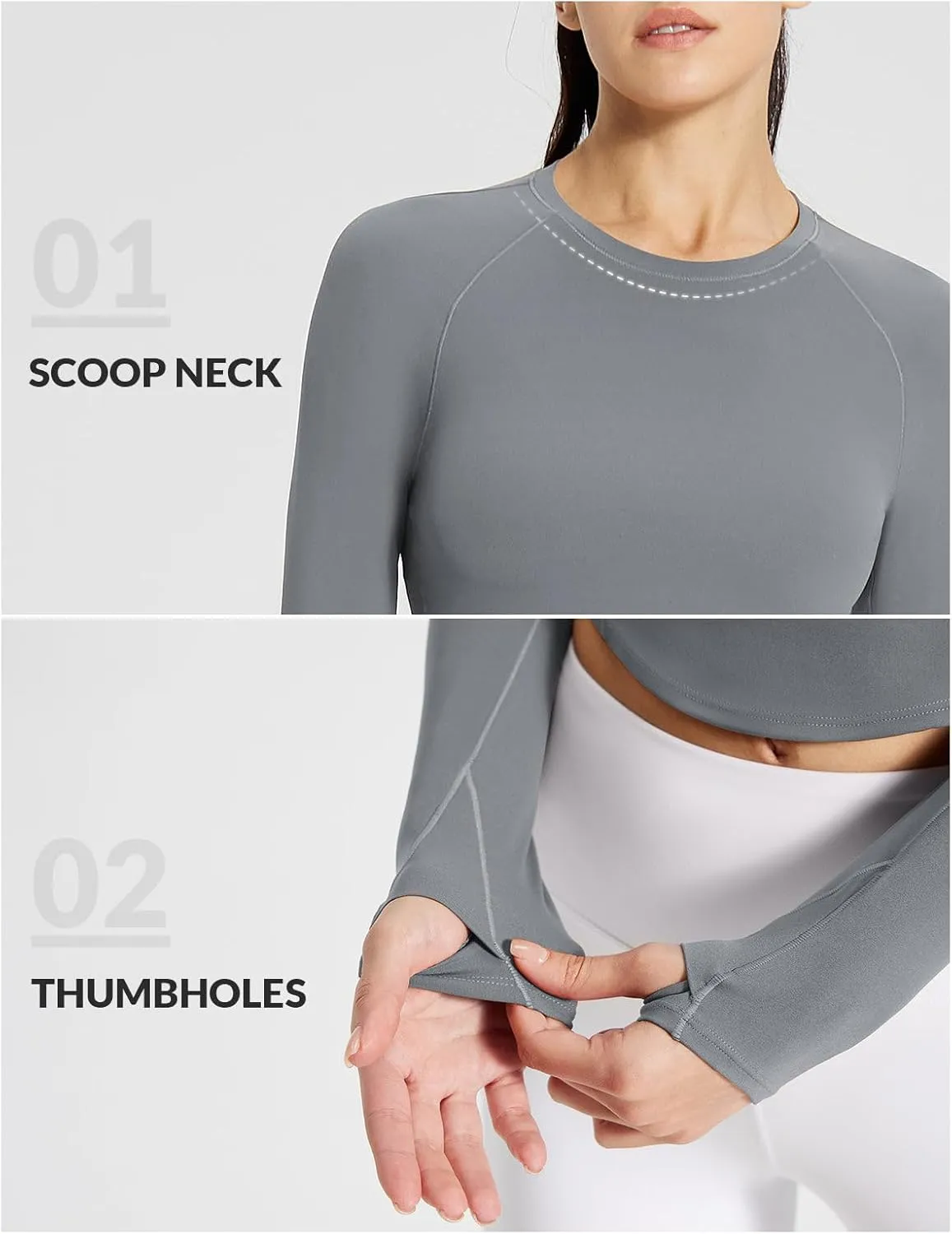 baleaf Womens Long Sleeve Workout Tops Athletic Crop Top Running Slim Fit Gym Yoga Shirts