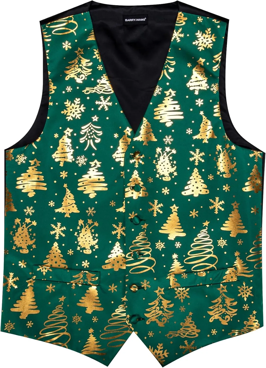 Barry.Wang Mens Christmas Vest Red Green Xmas Tree Snowman Snowflake Festival Suit Waistcoat Bow Tie Set Holiday