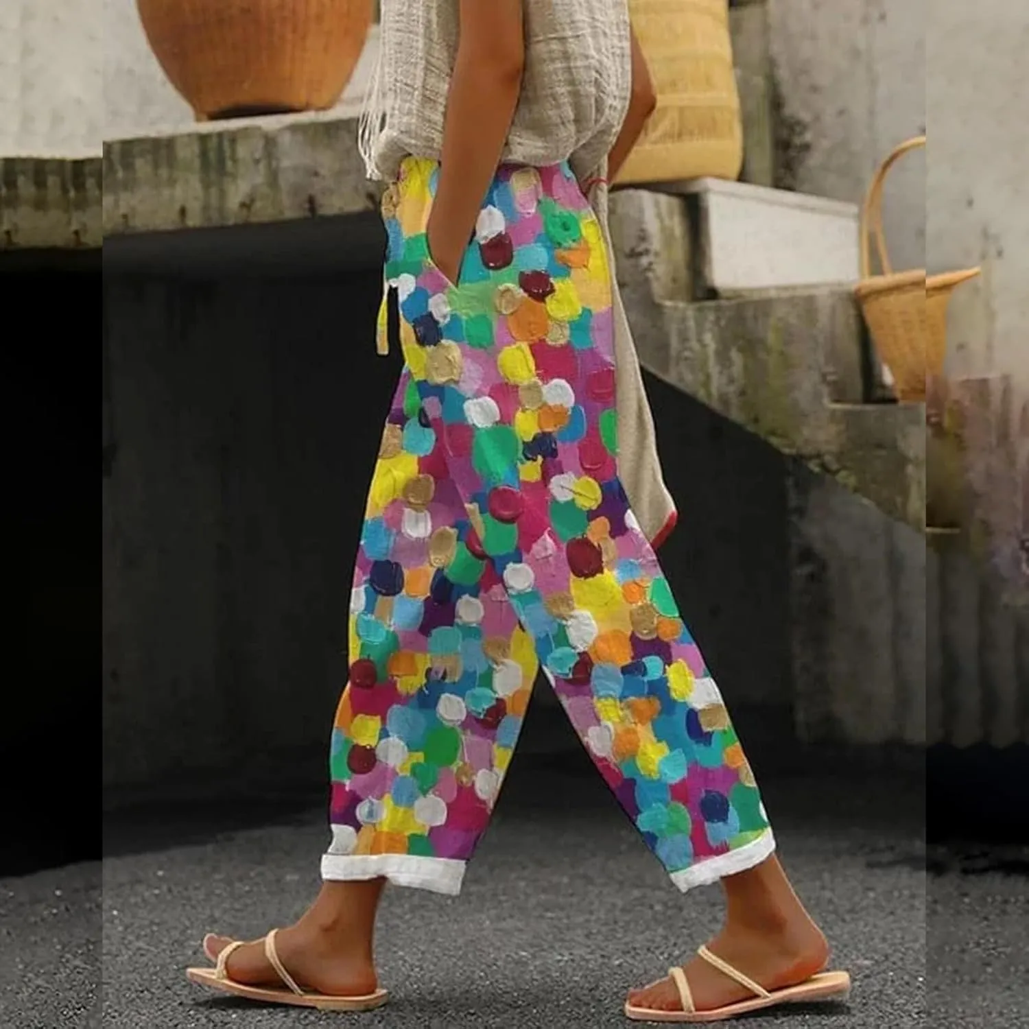 Beach Vacation Clothes for Women Drawstring Pants High Waist Casual Lounge Pant Workout Sets for Women Summer Pants