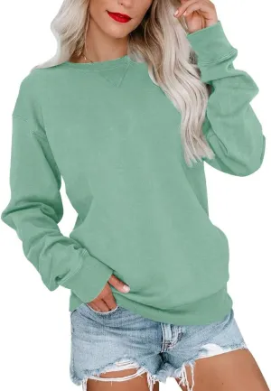 BeadChica Womens Casual Crewneck Sweatshirt Long Sleeve Tops Cute Pullover Loose Fit