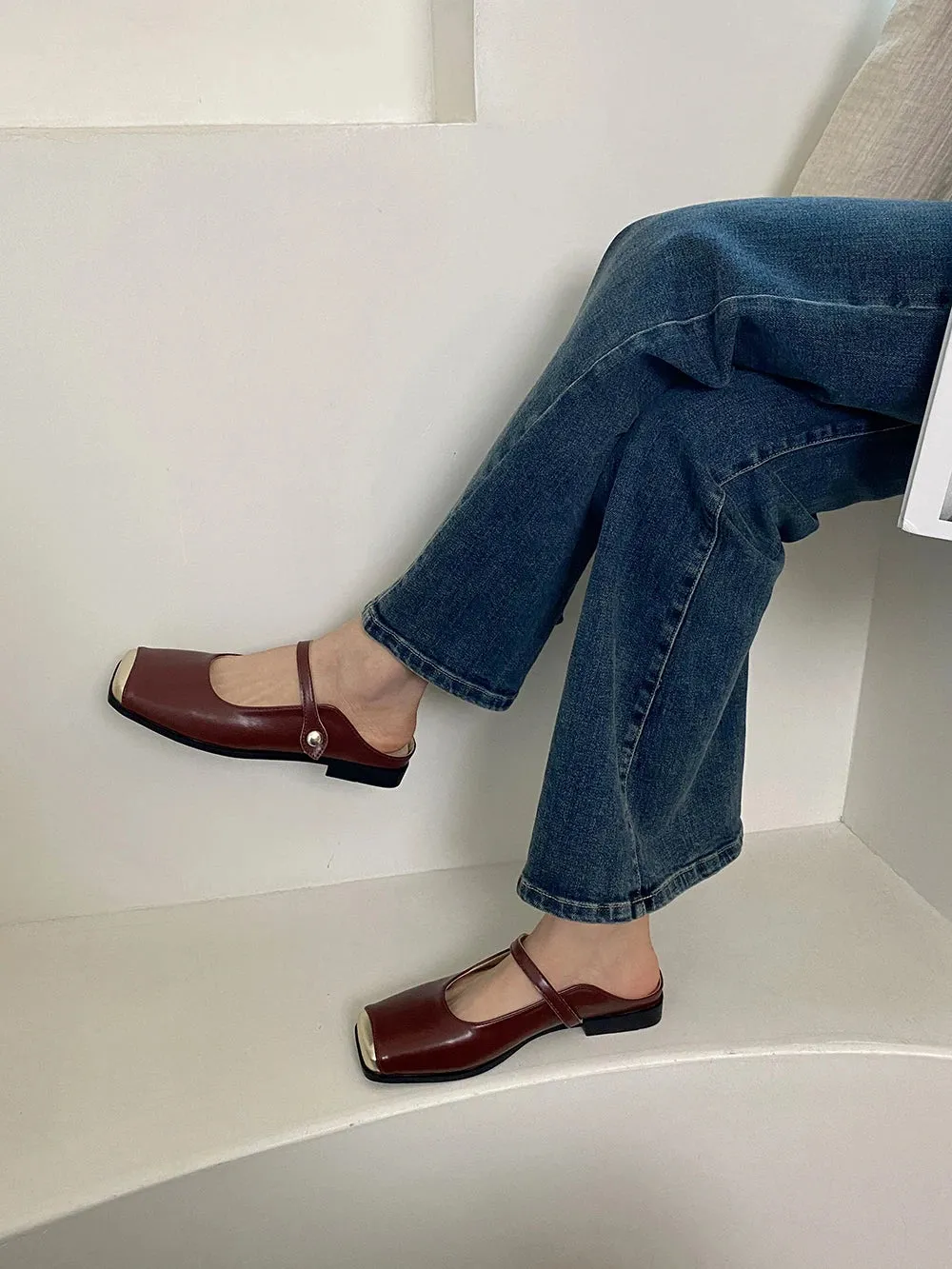 binfenxie  - Fashion Women Sandals Slides Slippers Summer Outside Casual Dress Shoes Low Flat Heeled Size 35-40 Fashion Loafers Square Toe