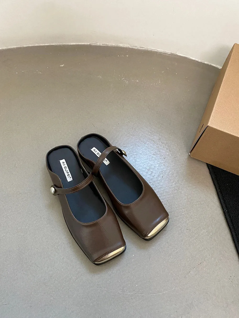 binfenxie  - Fashion Women Sandals Slides Slippers Summer Outside Casual Dress Shoes Low Flat Heeled Size 35-40 Fashion Loafers Square Toe