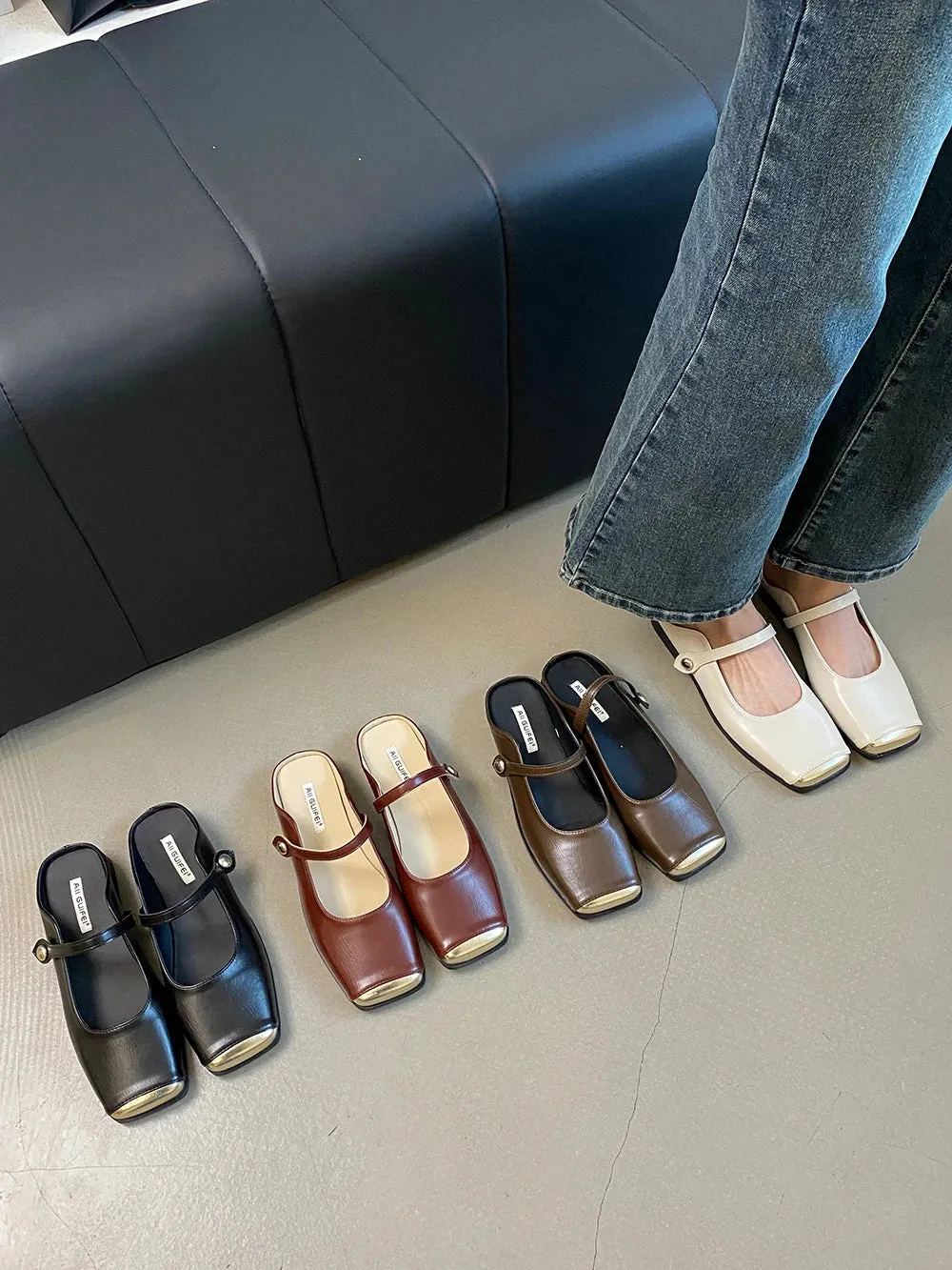 binfenxie  - Fashion Women Sandals Slides Slippers Summer Outside Casual Dress Shoes Low Flat Heeled Size 35-40 Fashion Loafers Square Toe