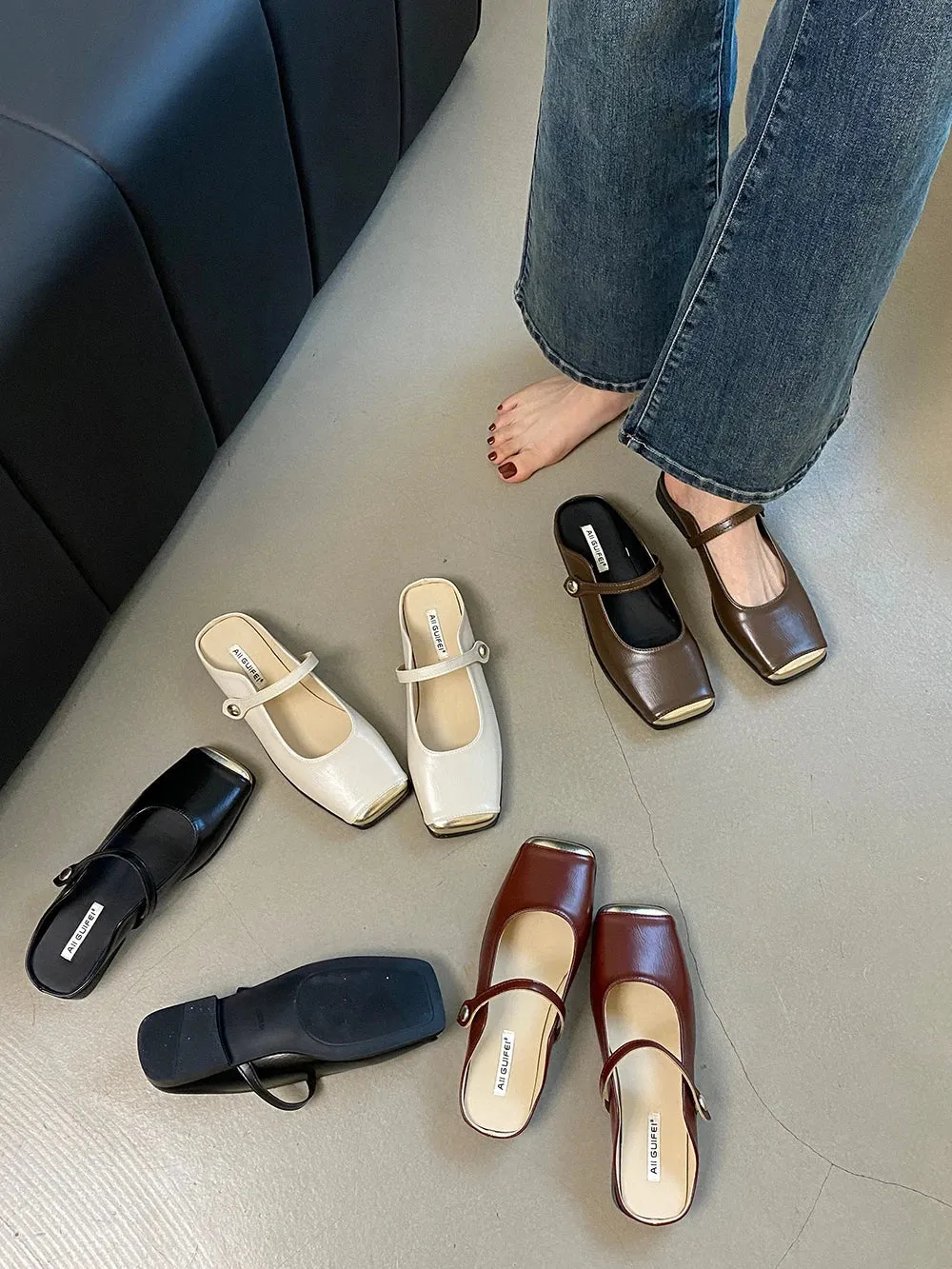binfenxie  - Fashion Women Sandals Slides Slippers Summer Outside Casual Dress Shoes Low Flat Heeled Size 35-40 Fashion Loafers Square Toe