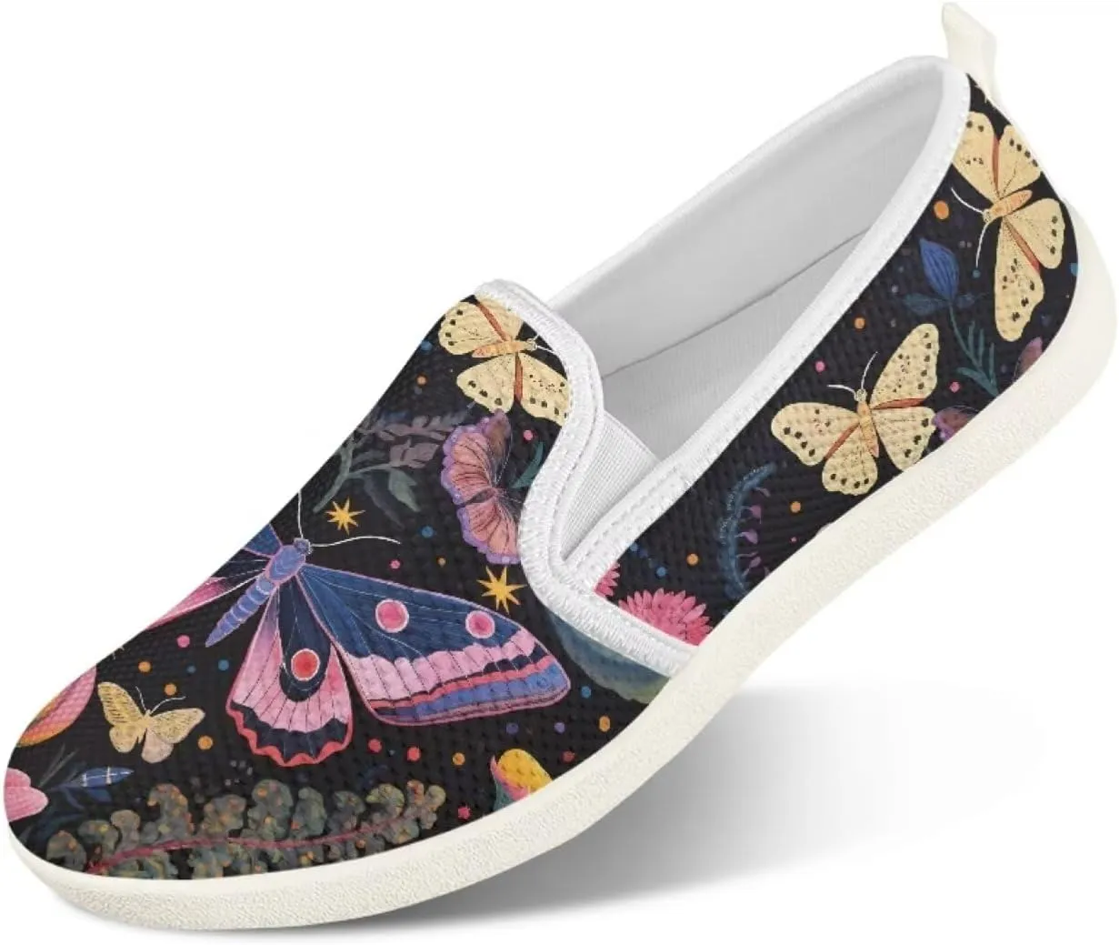 Binienty Women's Slip on Shoes Casual Low Cut Wide Toe Box Tennis Running Flats Athletic Walking Jogging Shoes