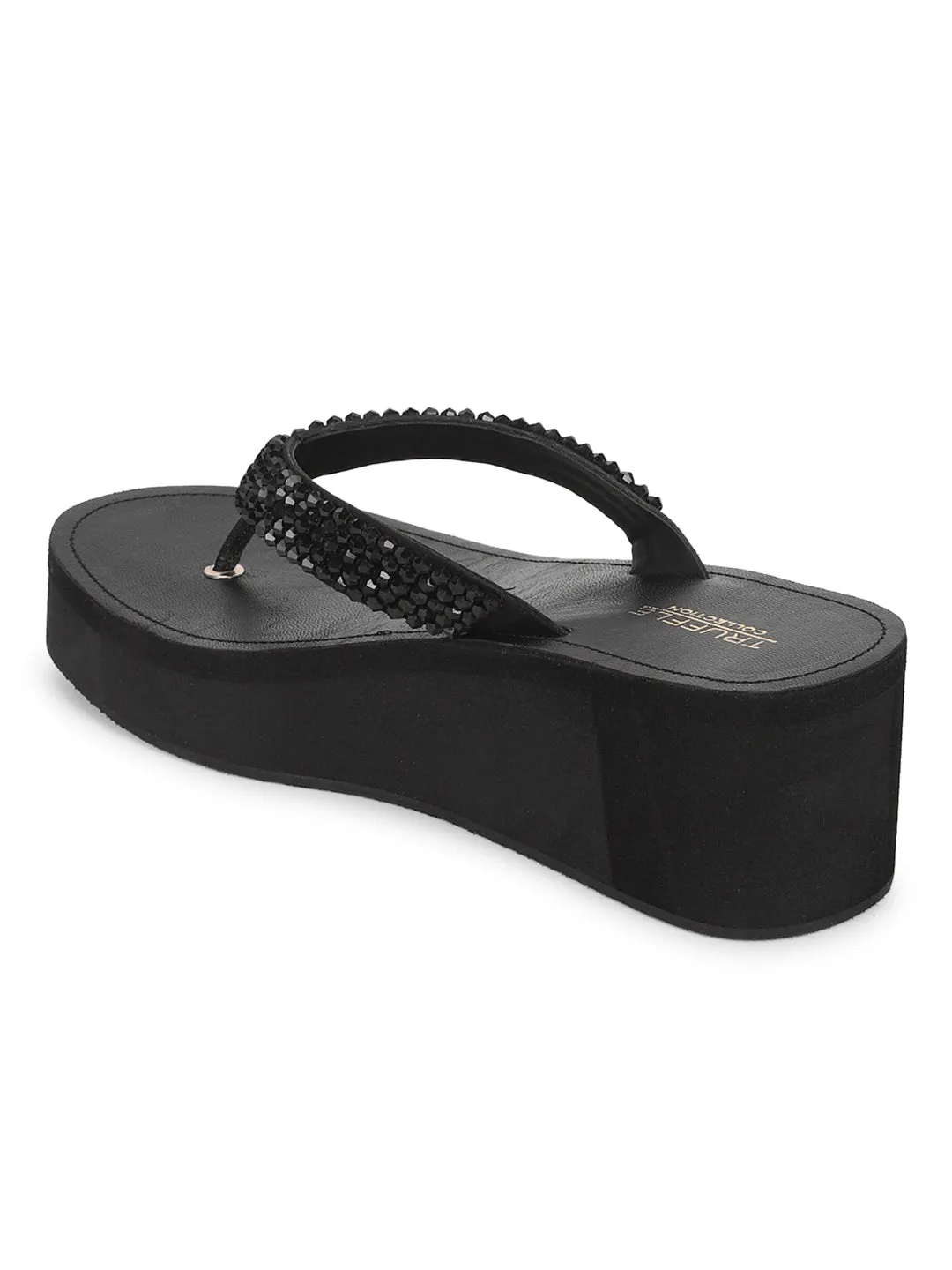 Black PU Slip-On Wedges (TC-MSI-474-BLK)