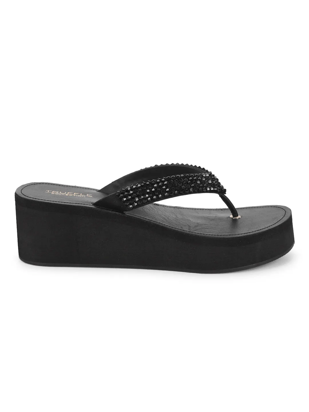 Black PU Slip-On Wedges (TC-MSI-474-BLK)