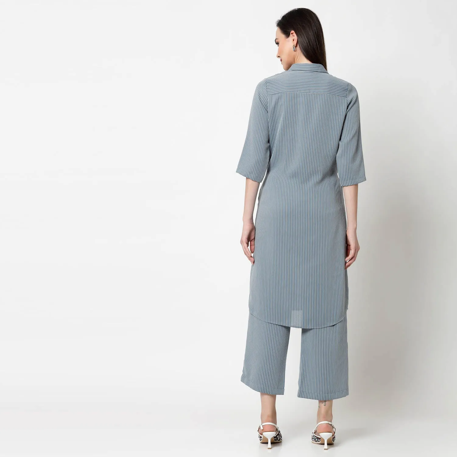 Blue Shirt Tunic With Draw Stings