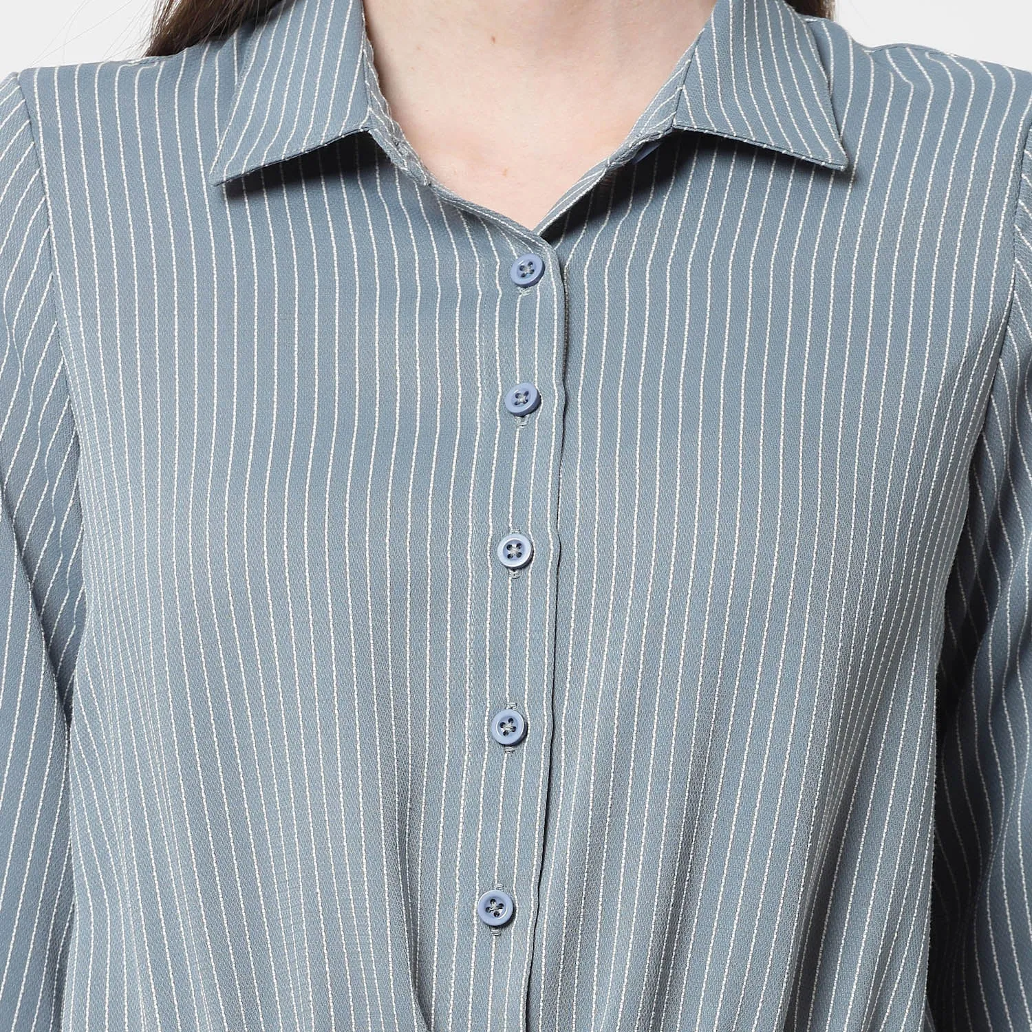 Blue Shirt Tunic With Draw Stings