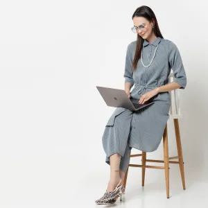 Blue Shirt Tunic With Draw Stings