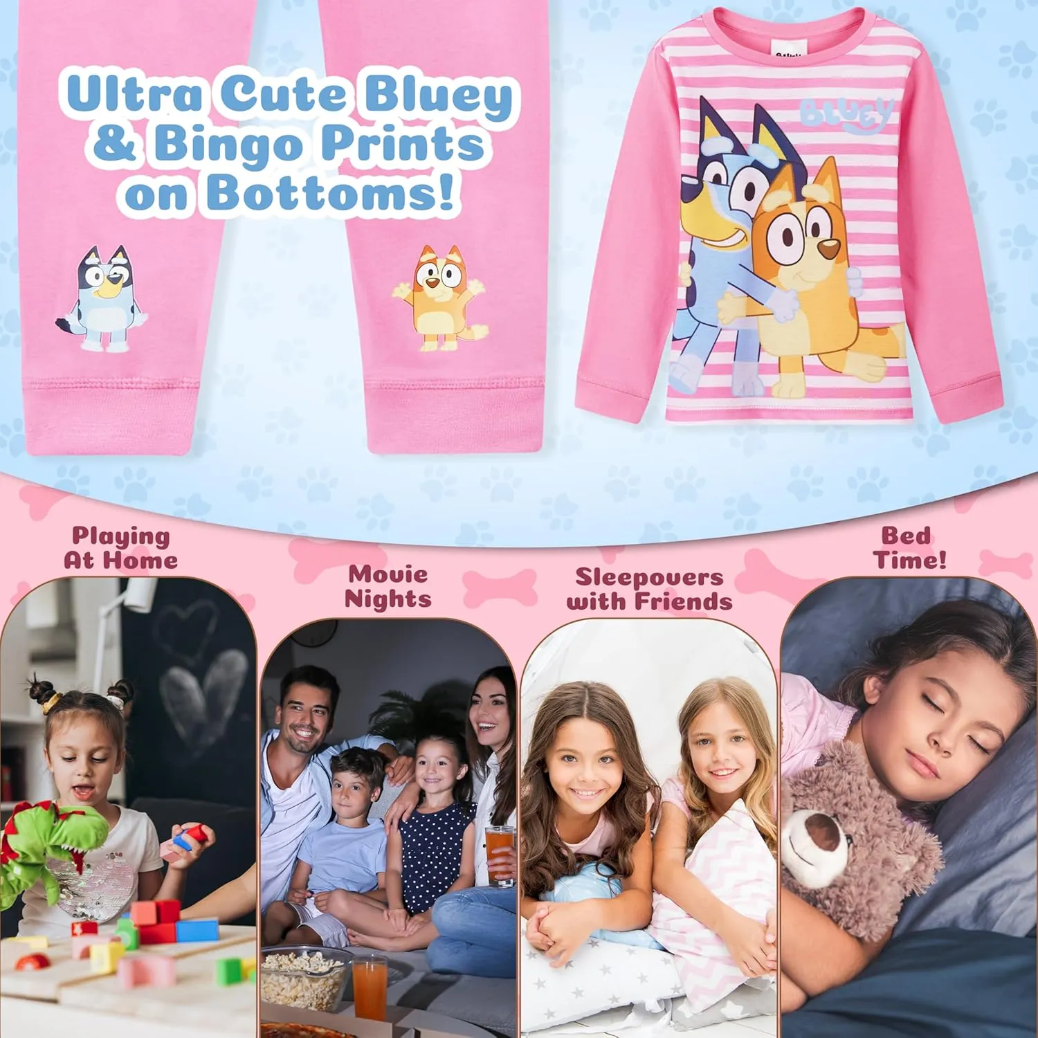Bluey Pajamas for Girls Toddlers Long PJs Set Lounge Set Comfy Sleepwear