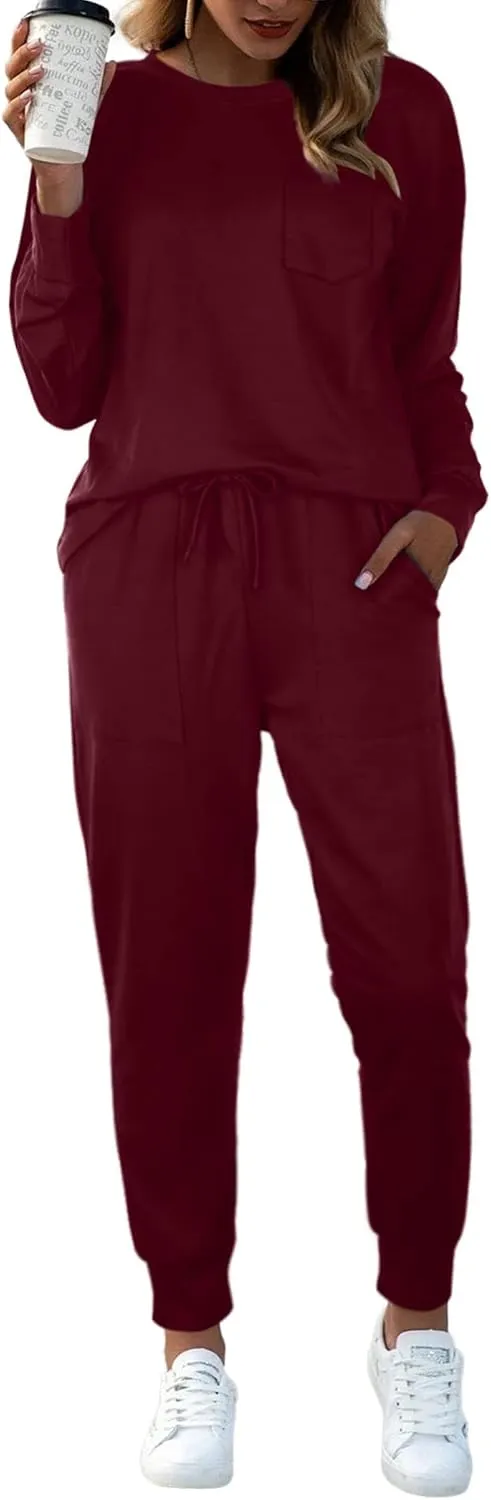 Bofell Lounge Sets for Women Two Piece Travel Outfits Sweatsuits 2 Piece Fashion 2024 Trendy Pajamas