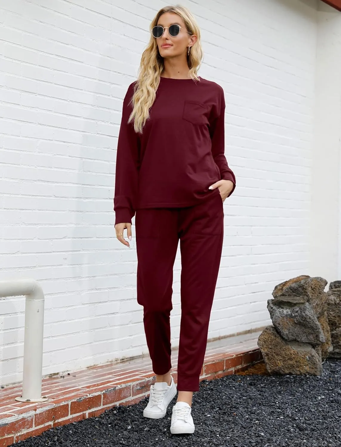 Bofell Lounge Sets for Women Two Piece Travel Outfits Sweatsuits 2 Piece Fashion 2024 Trendy Pajamas