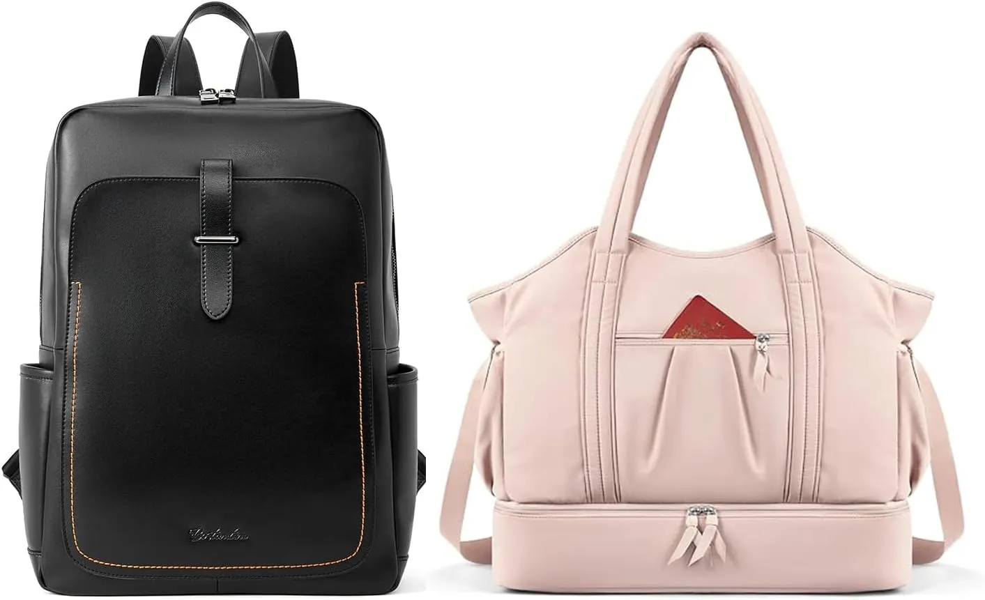 BOSTANTEN Genuine Leather Laptop Backpack for 15.6 Inch Laptop, comes with Weekender Bag Gym Bag with Shoe Compartment