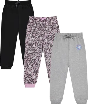 BTween Kids Girl's Fashion Stretch Waist Ultra Soft Jogger Pants Set - 3 Pack Bundle