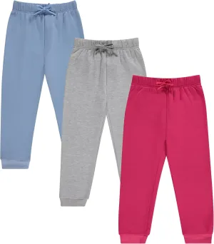 BTween Kids Girl's Fashion Stretch Waist Ultra Soft Jogger Pants Set - 3 Pack Bundle