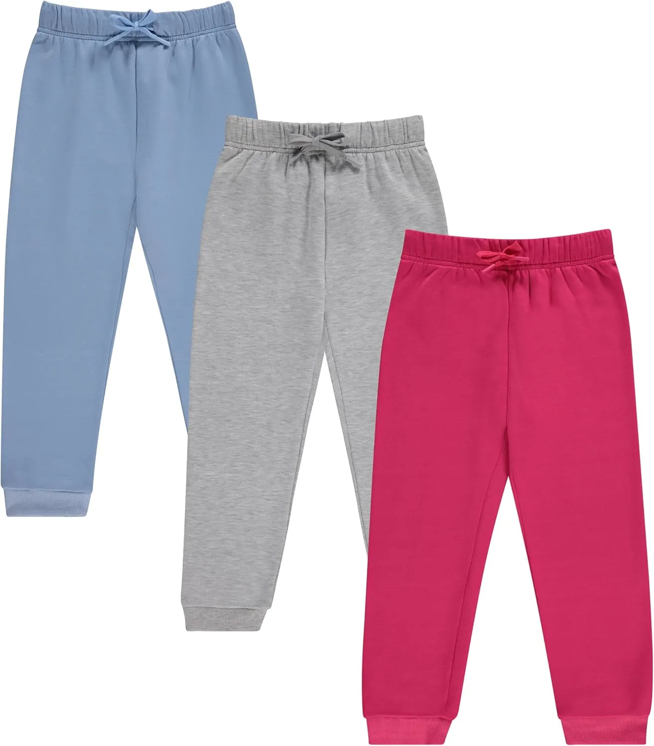 BTween Kids Girl's Fashion Stretch Waist Ultra Soft Jogger Pants Set - 3 Pack Bundle