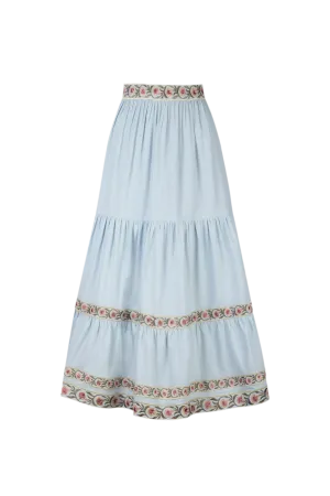 Carnation Ruffle Skirt - Blue & Pink by RosewaterHouse