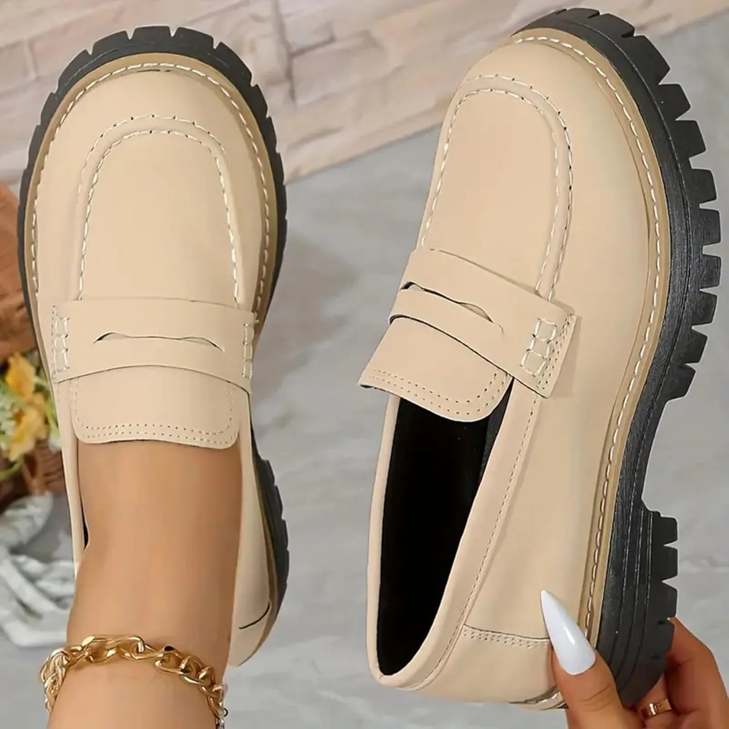 Cathalem Orthoture-Orthopedic Platform Loafers Comfort Orthopedic Shoes Womens Round Toe Walking Shoe Slip on Shoes