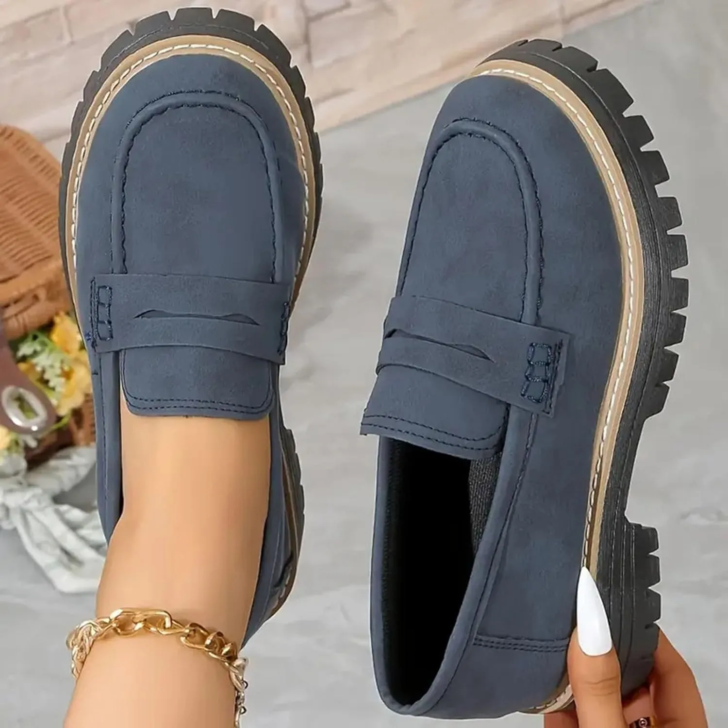 Cathalem Orthoture-Orthopedic Platform Loafers Comfort Orthopedic Shoes Womens Round Toe Walking Shoe Slip on Shoes