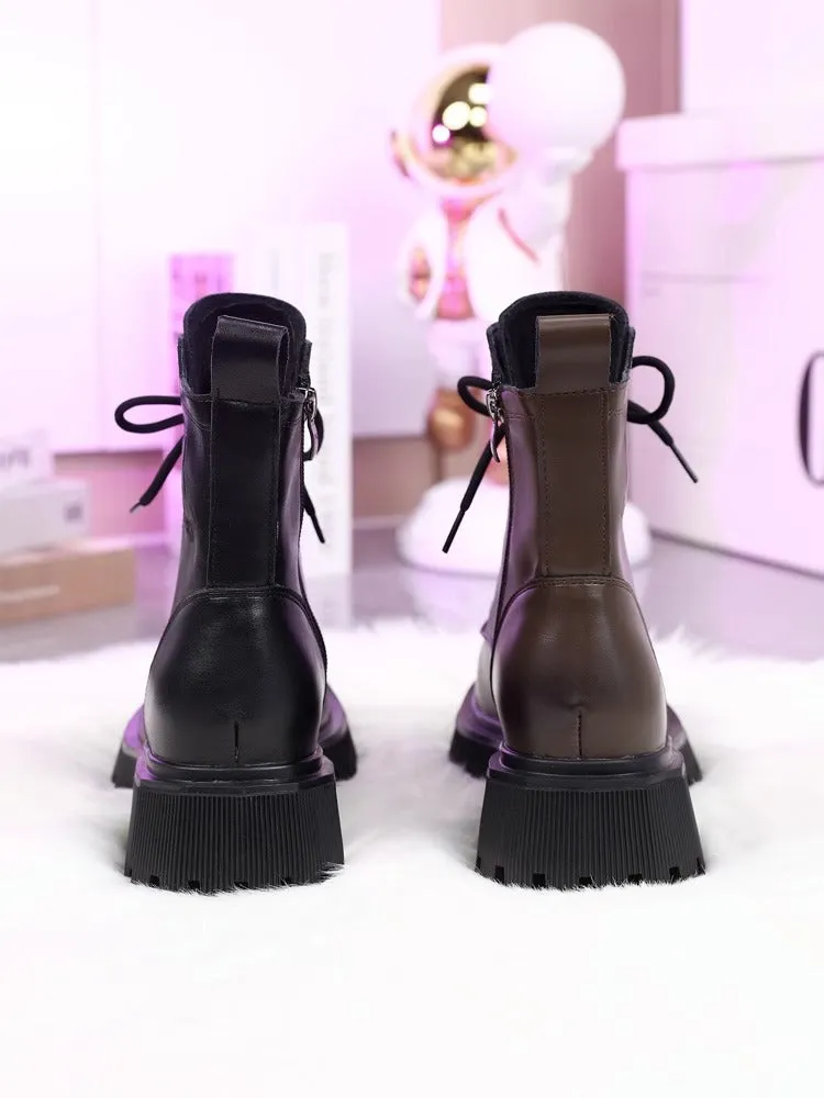Chic Round-toe Zipped Martens Boots