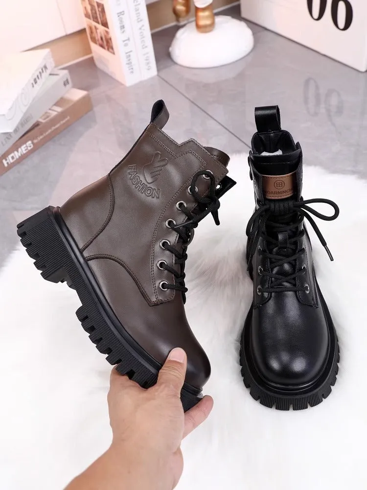 Chic Round-toe Zipped Martens Boots