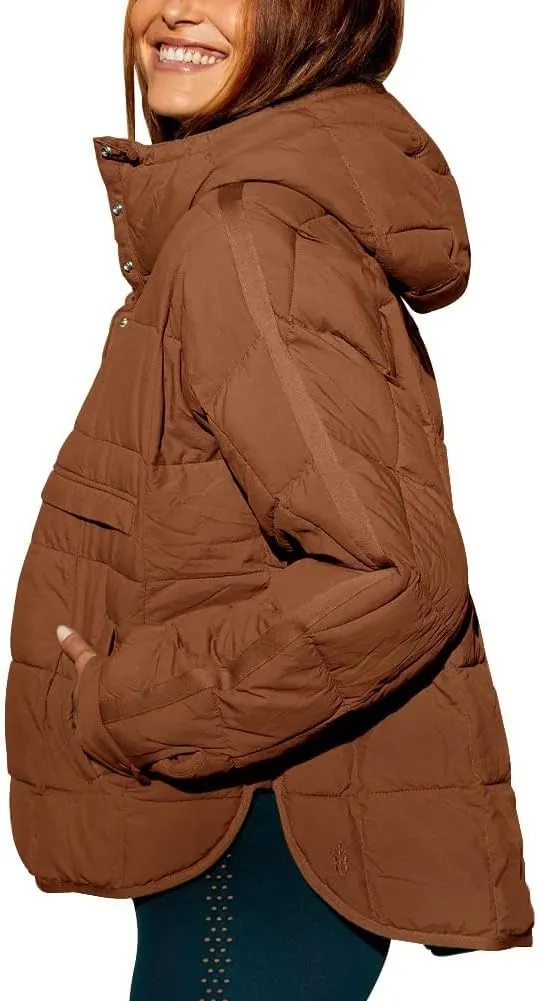 chouyatou Women's Quilted Pullover Puffer Jacket Packable Hooded Oversize Winter Coat Tops
