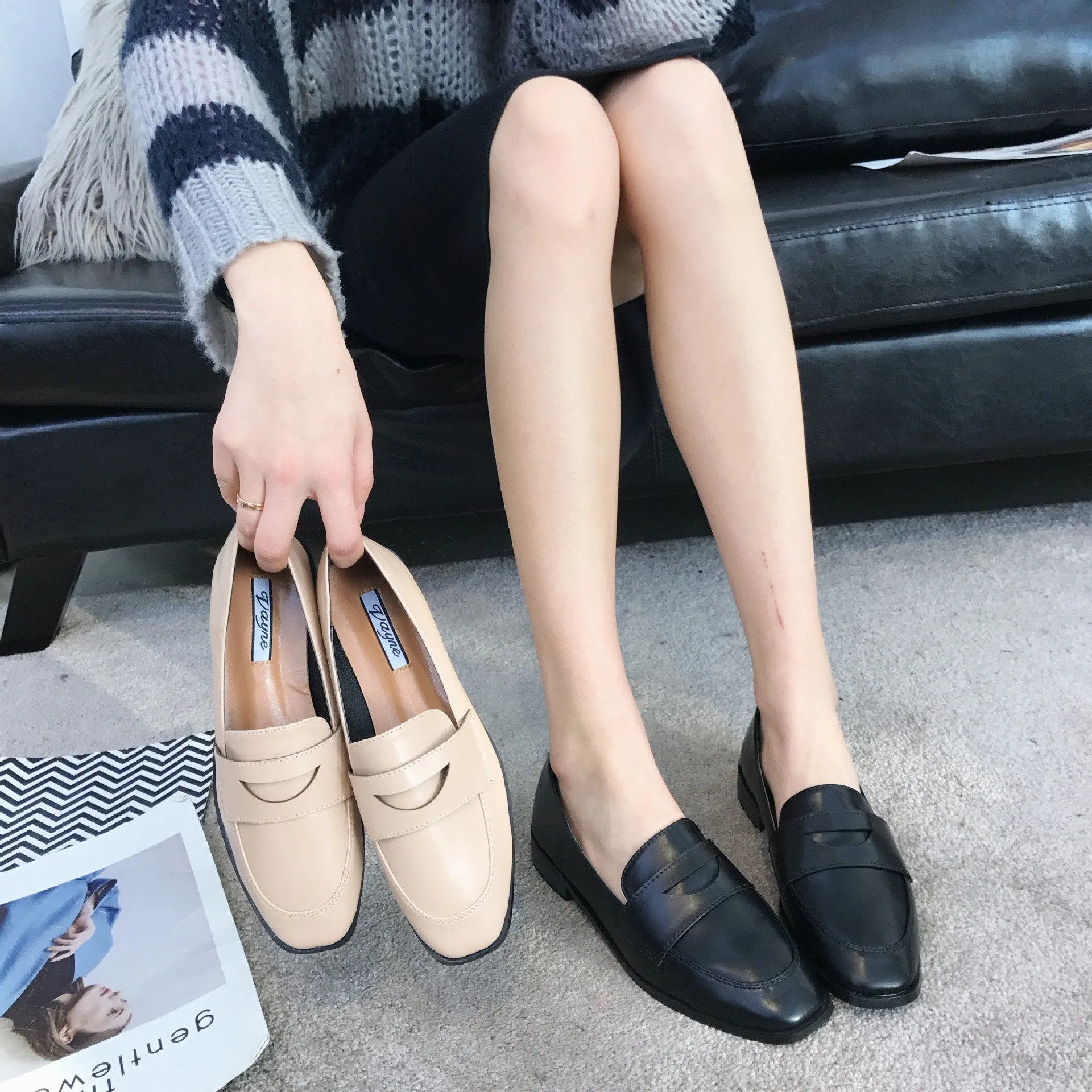Cosy Casual Fashin Square Toe Flat Shoes
