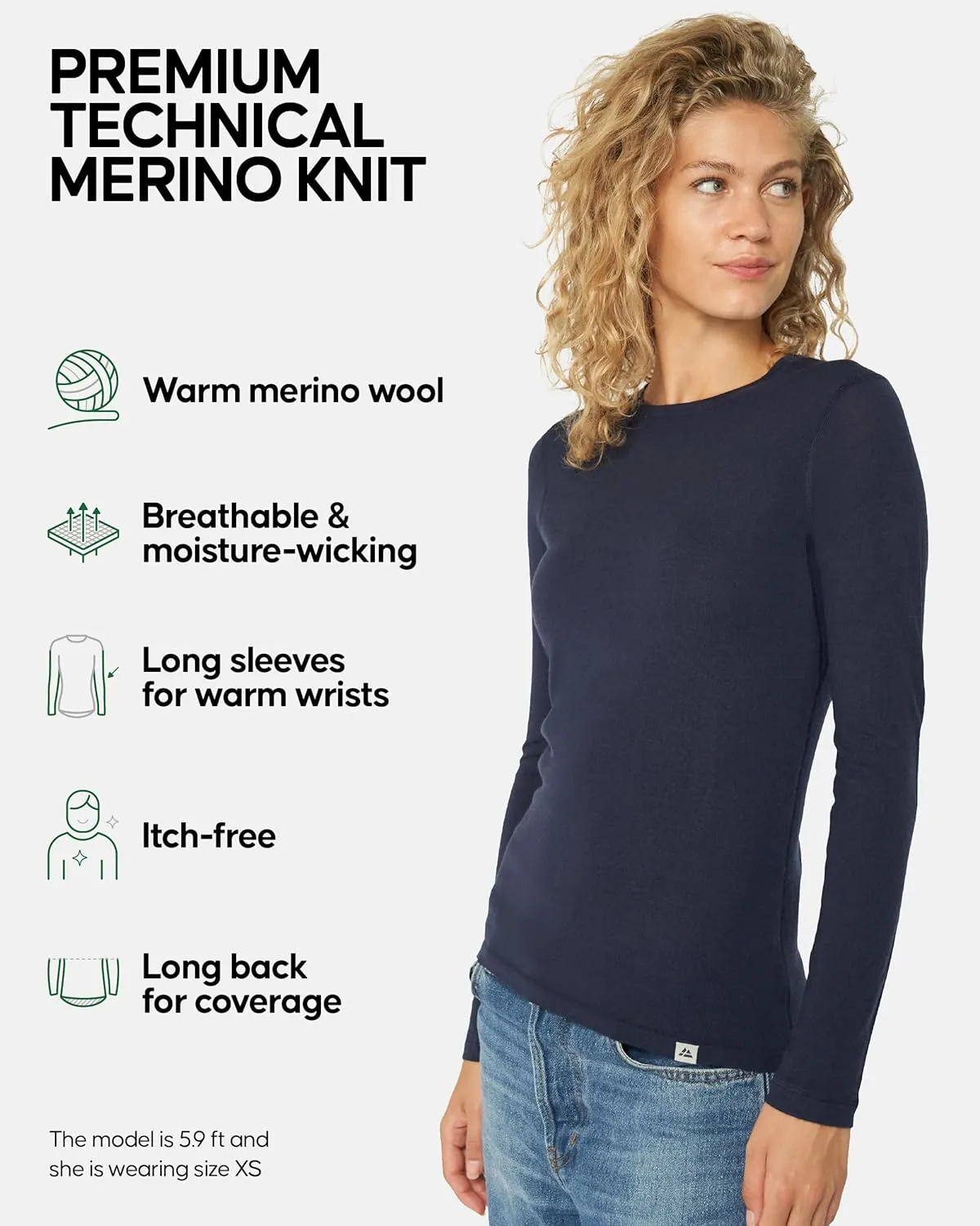 DANISH ENDURANCE Merino Wool Long Sleeve for Women, Thermal Vests for Women, Base Layer Underwear Tops, Winter Thermals
