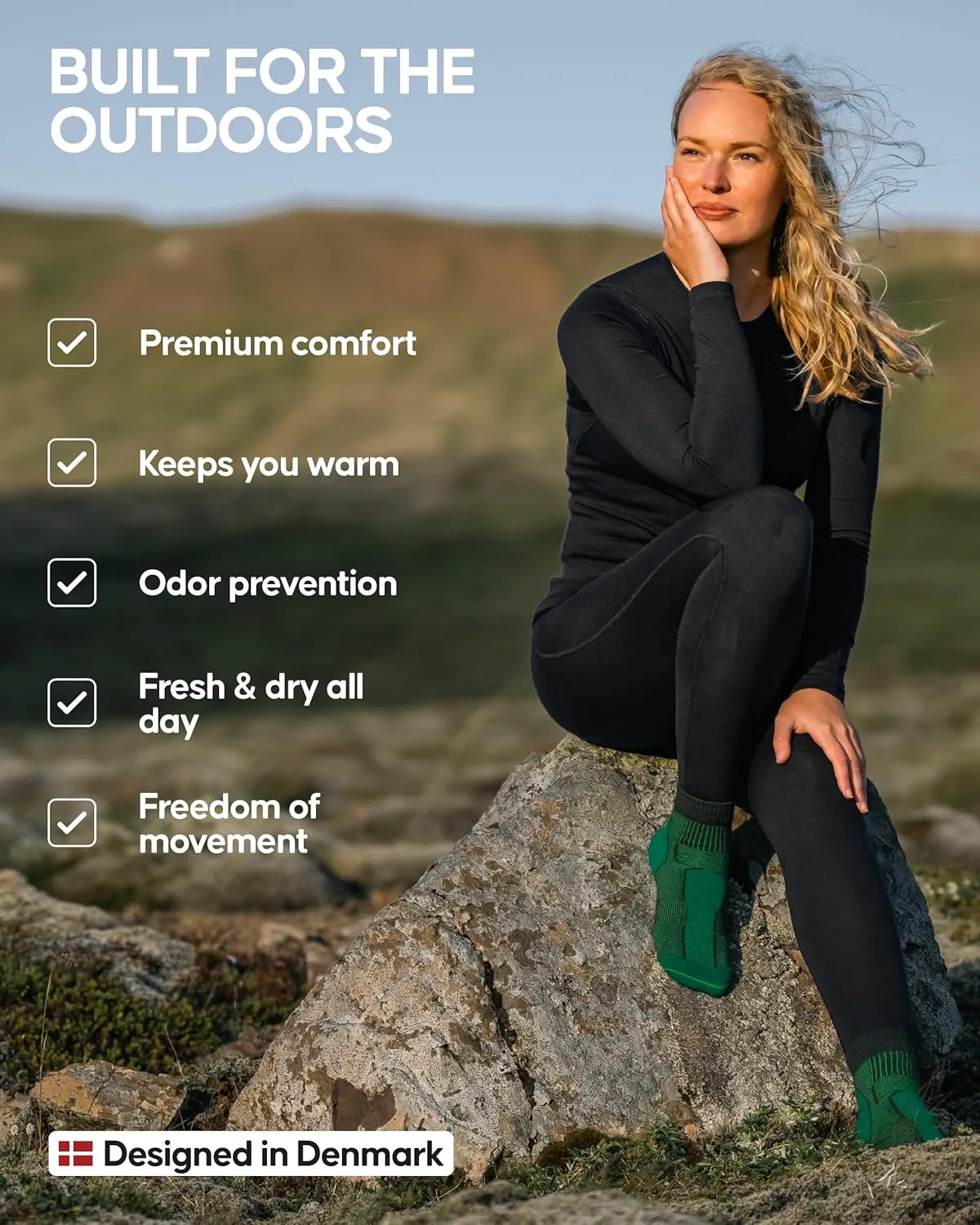 DANISH ENDURANCE Merino Wool Long Sleeve for Women, Thermal Vests for Women, Base Layer Underwear Tops, Winter Thermals