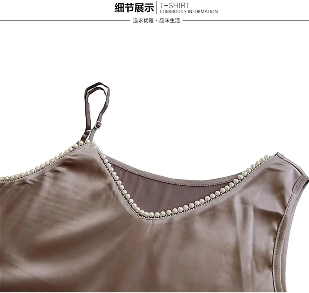 Dbdkejj Women Spring Summer Camisole Vest Irregular Satin Sleeveless Tops
