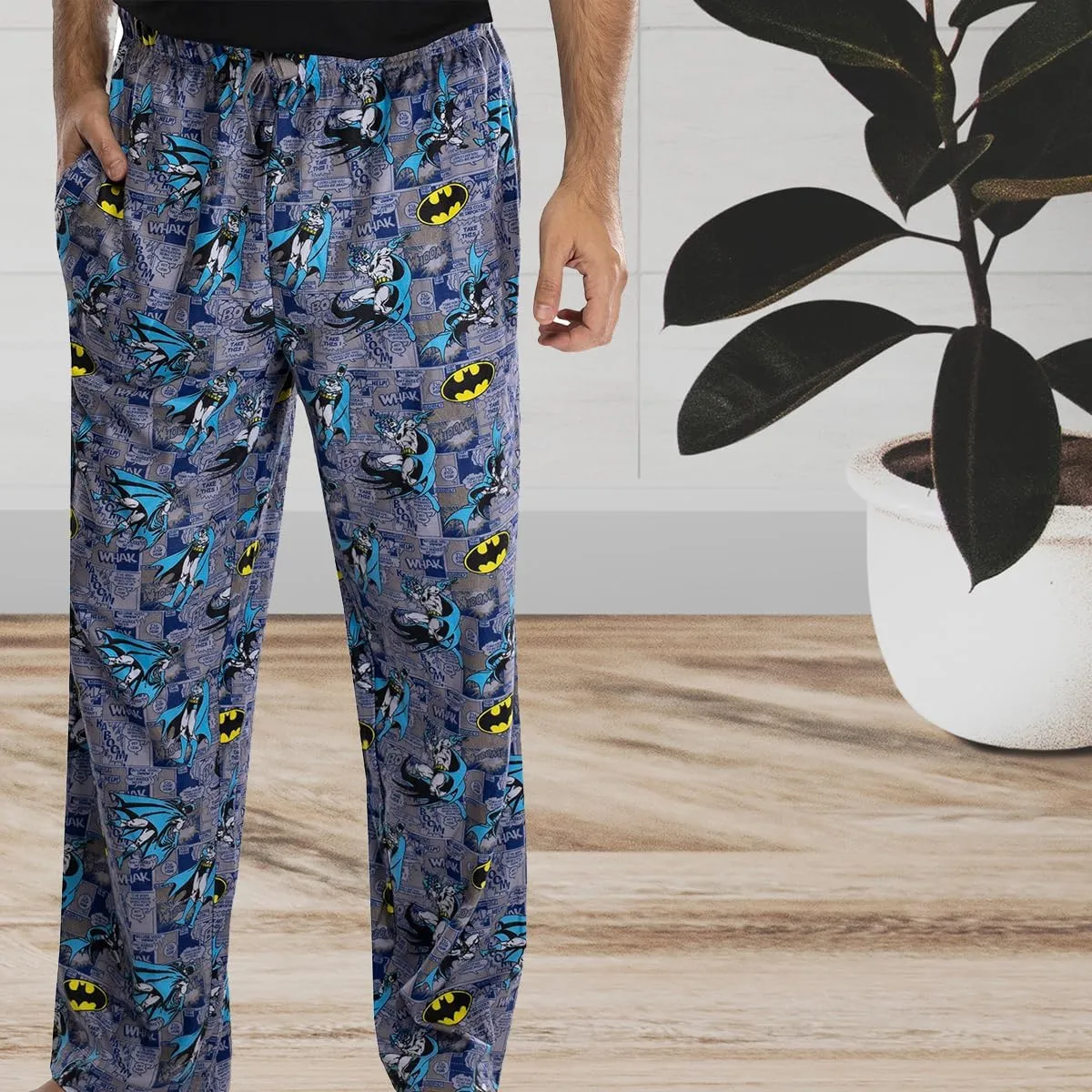 DC Comics Adult Classic Batman Comic Allover Print Loungewear Pajama Pants For Men