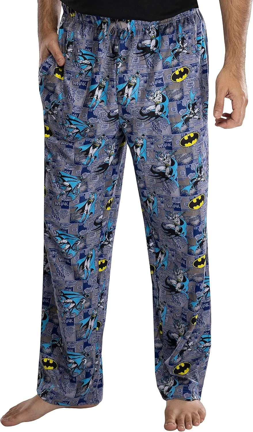 DC Comics Adult Classic Batman Comic Allover Print Loungewear Pajama Pants For Men