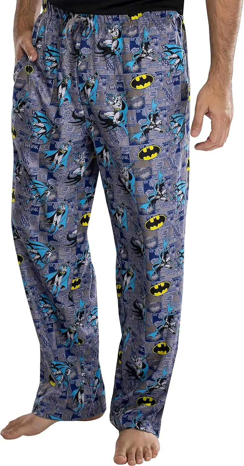 DC Comics Adult Classic Batman Comic Allover Print Loungewear Pajama Pants For Men
